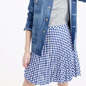 J. Crew Gingham mini skirt With Pockets Cobalt Blue White Fit And Flare Sz 2
